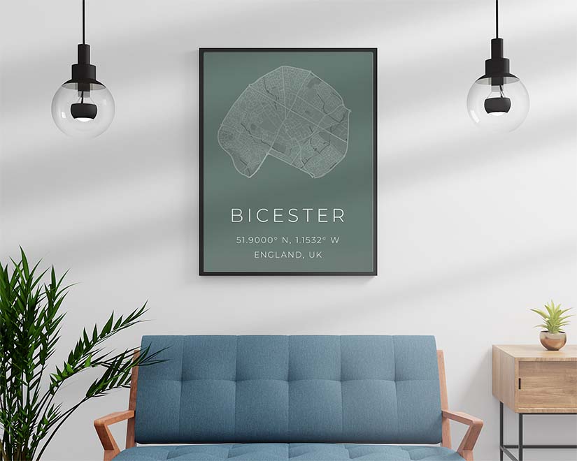 Bicester Map in Living Room