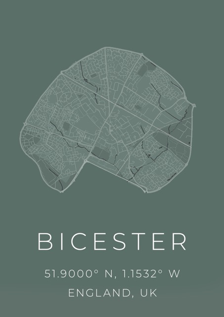 Premium Framed Bicester Map