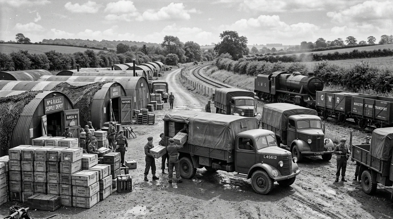 Wartime supply depot and railway operations near Bicester during WWII