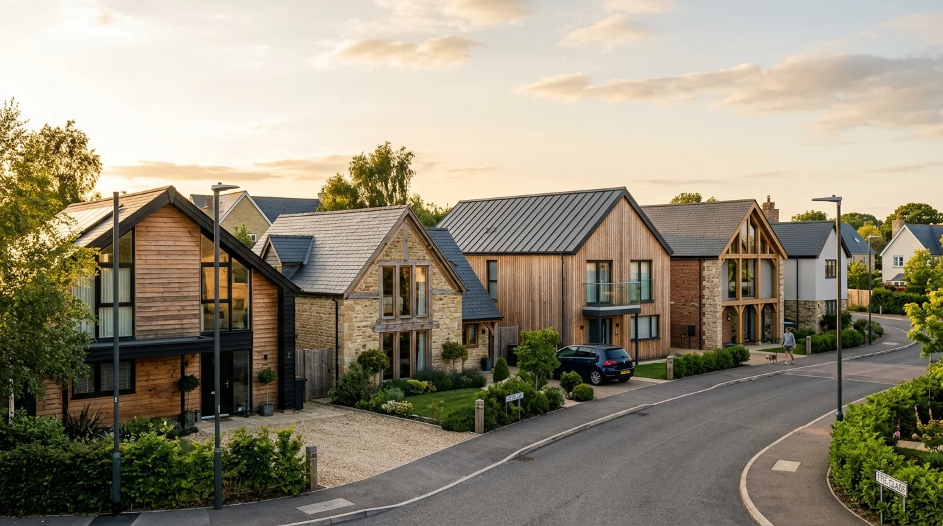 Unique self-built homes with varied architectural styles at Graven Hill, Bicester
