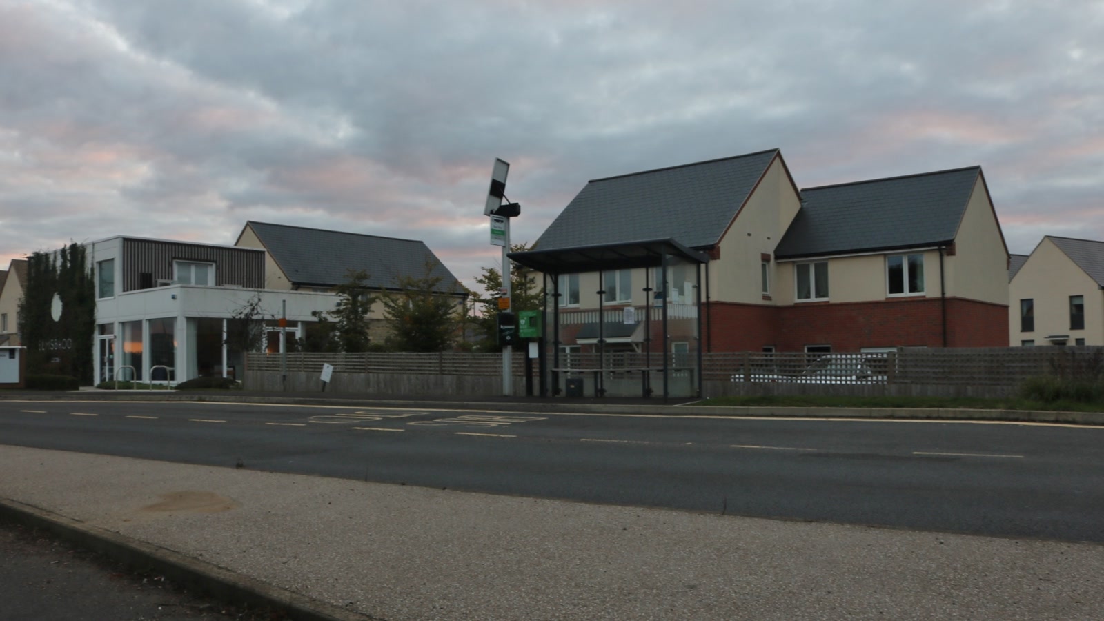 Modern residential brick homes and suburban street in a new housing development by the B4100 in Bicester.