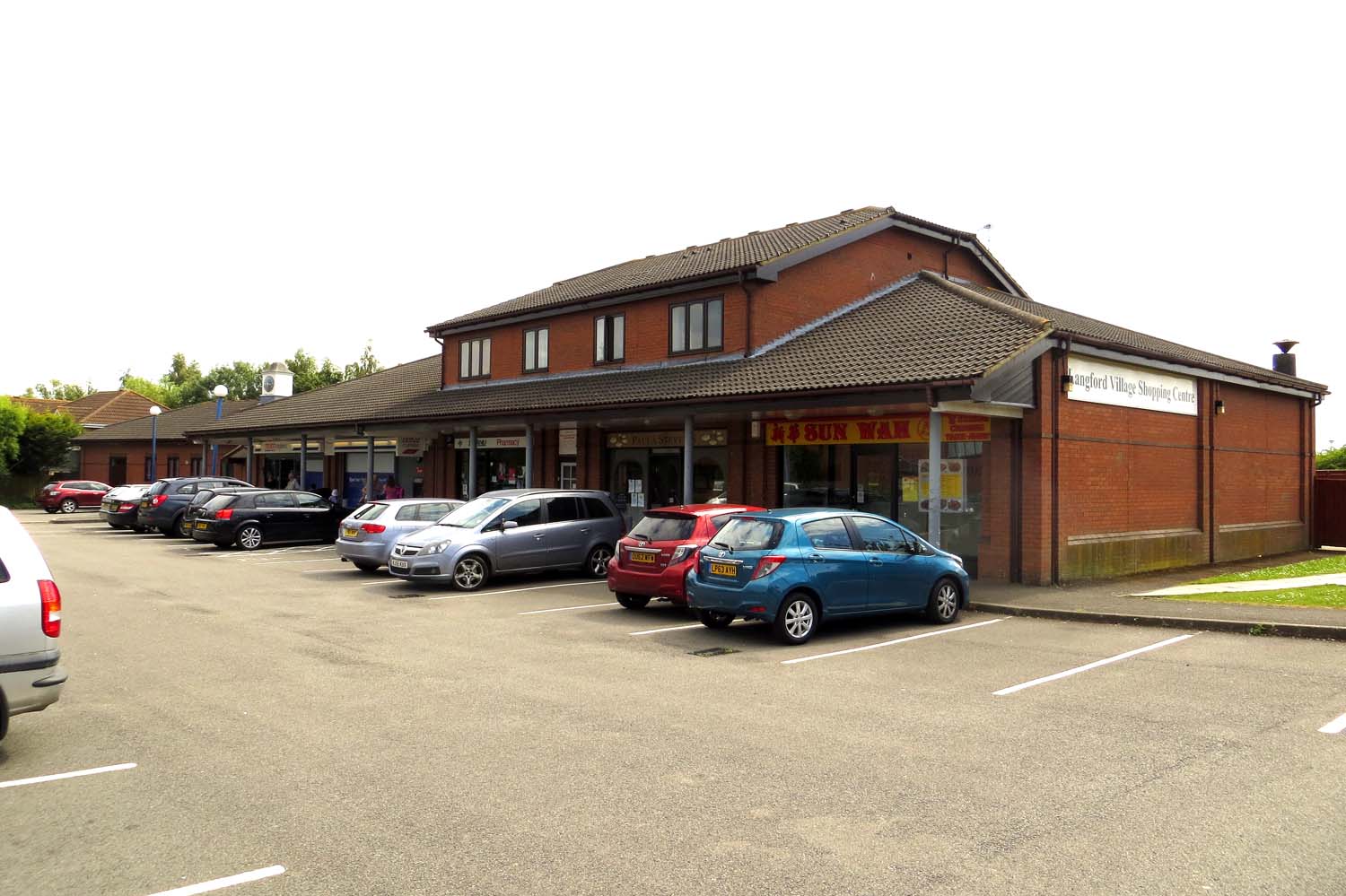 Langford Village Shopping Centre on Peregrine Way, Bicester, photographed in July 2014.