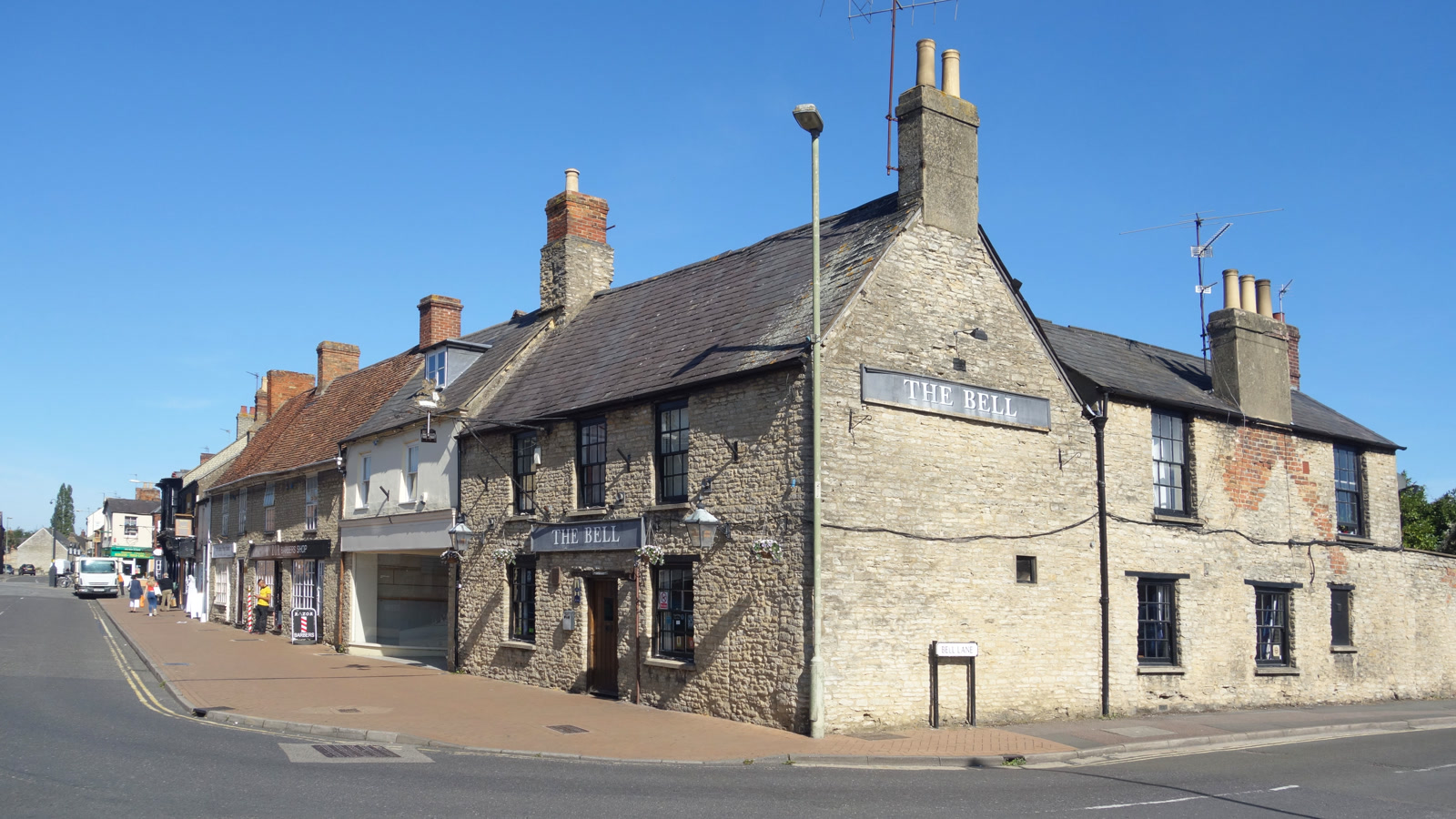Exterior of The Bell Inn on Sheep Street, a historic live music and pub venue in Bicester.