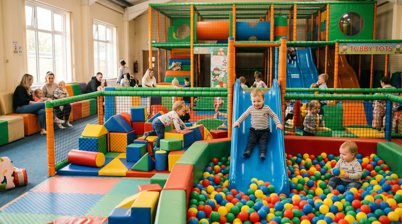 Colourful indoor soft play centre with slides and ball pits near Bicester